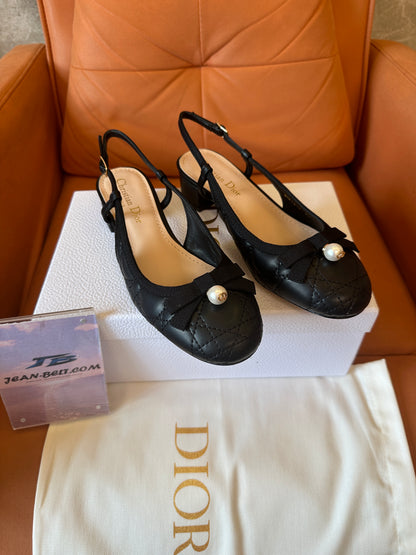 Christian Dior Black Quilted Slingback Pumps