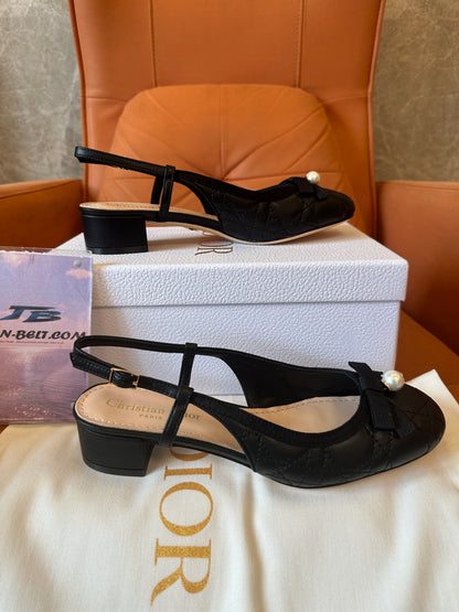 Christian Dior Black Quilted Slingback Pumps
