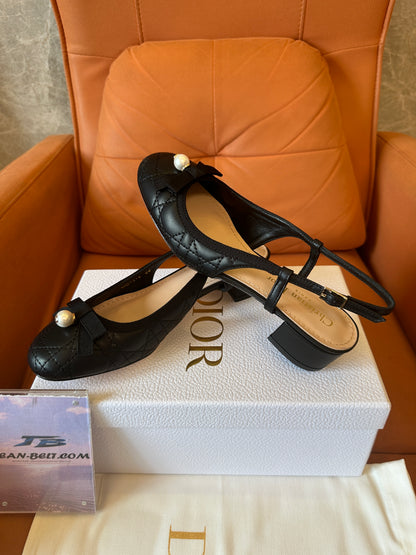 Christian Dior Black Quilted Slingback Pumps
