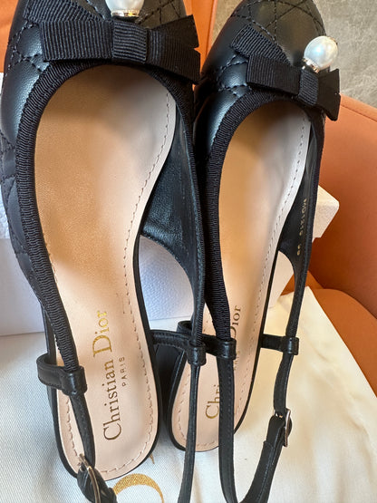Christian Dior Black Quilted Slingback Pumps