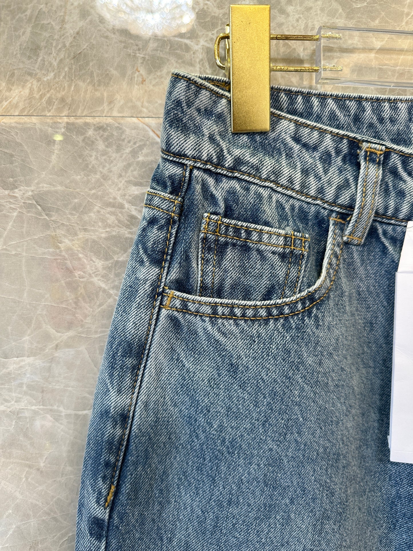 Chanel High-Waist Straight Leg Vintage Wash Denim Jeans