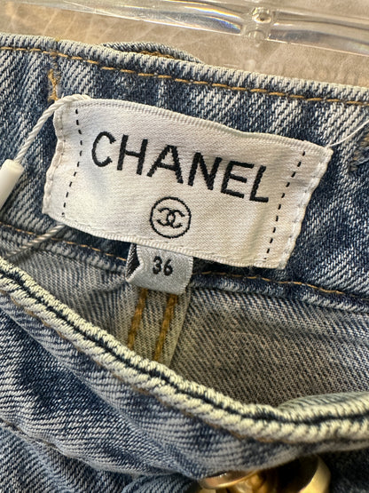 Chanel High-Waist Straight Leg Vintage Wash Denim Jeans