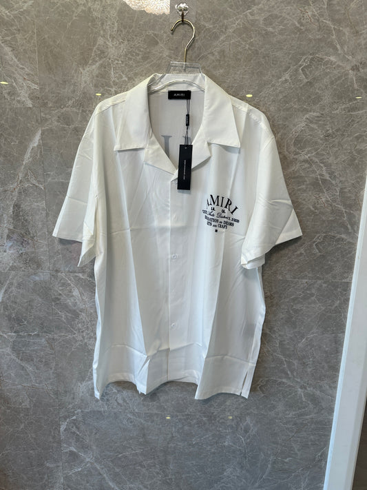 Amiri White Short-Sleeve Shirt with Black Graphic Print