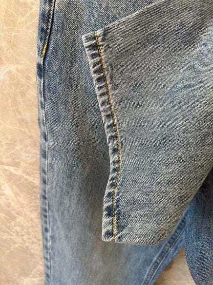 Chanel High-Waist Straight Leg Vintage Wash Denim Jeans