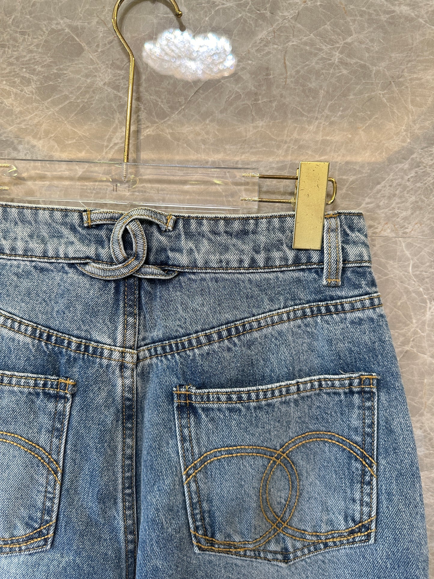 Chanel High-Waist Straight Leg Vintage Wash Denim Jeans