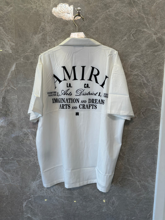 Amiri White Short-Sleeve Shirt with Black Graphic Print