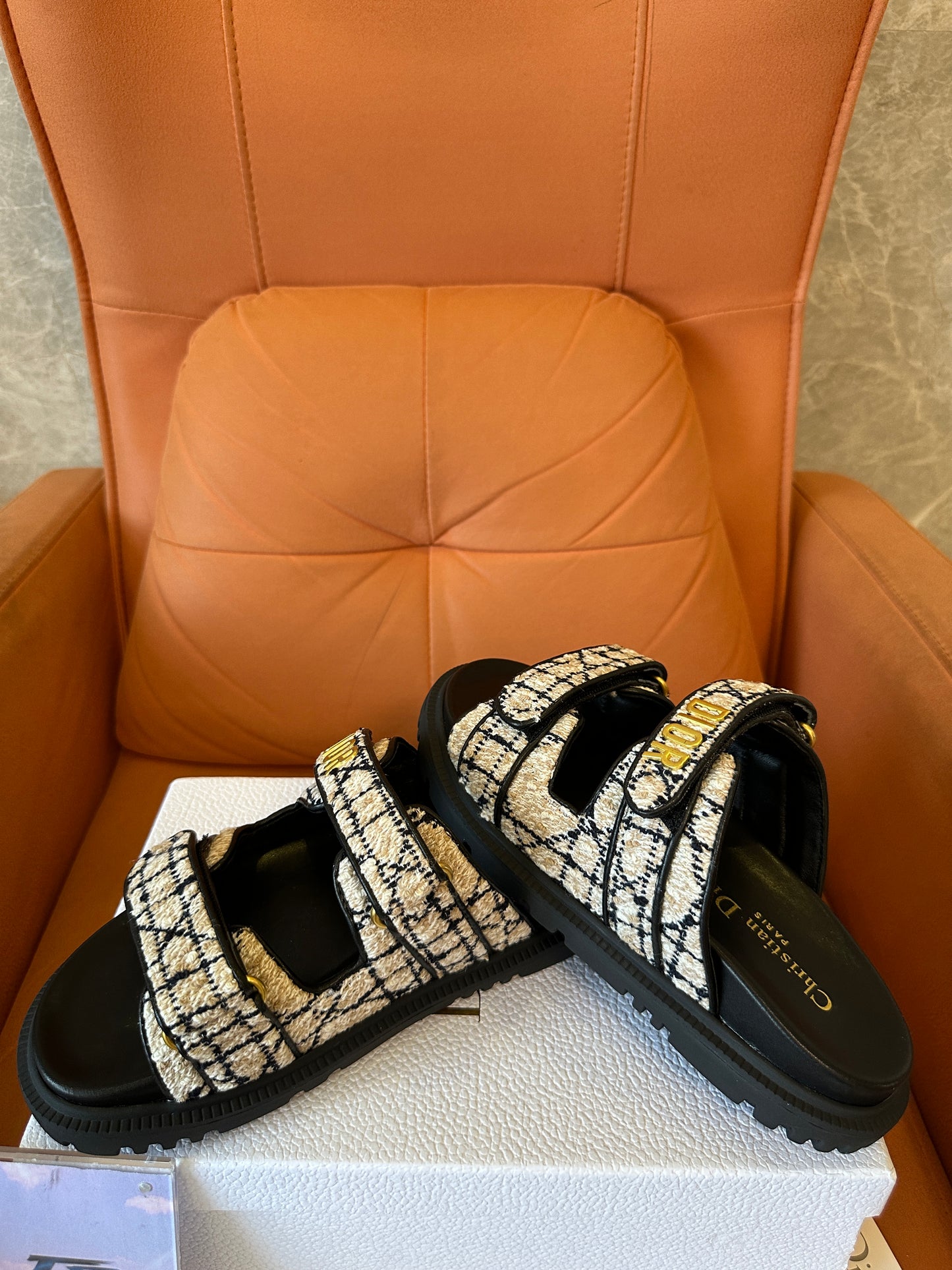 Christian Dior Dway Tweed Sandals