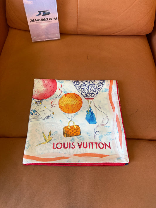 Louis Vuitton hot air balloon print silk scarf