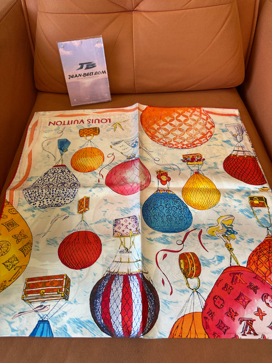 Louis Vuitton hot air balloon print silk scarf