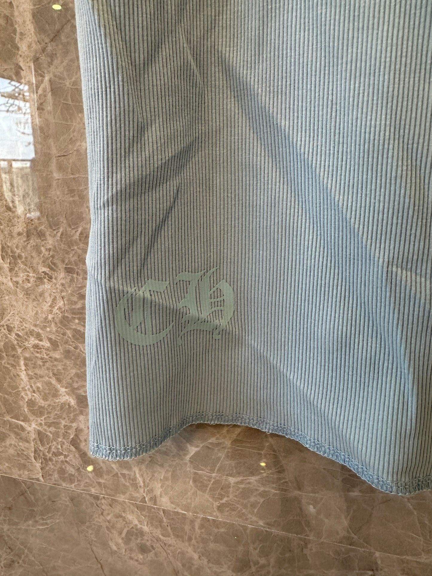Chrome Hearts Light Blue Ribbed Sleeveless Mini Dress
