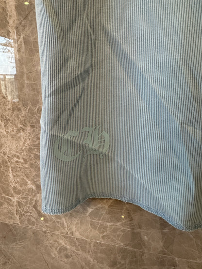Chrome Hearts Light Blue Ribbed Sleeveless Mini Dress