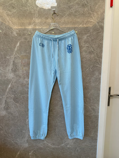 Chrome Hearts Light Blue Gothic Graphic Jogger Sweatpants