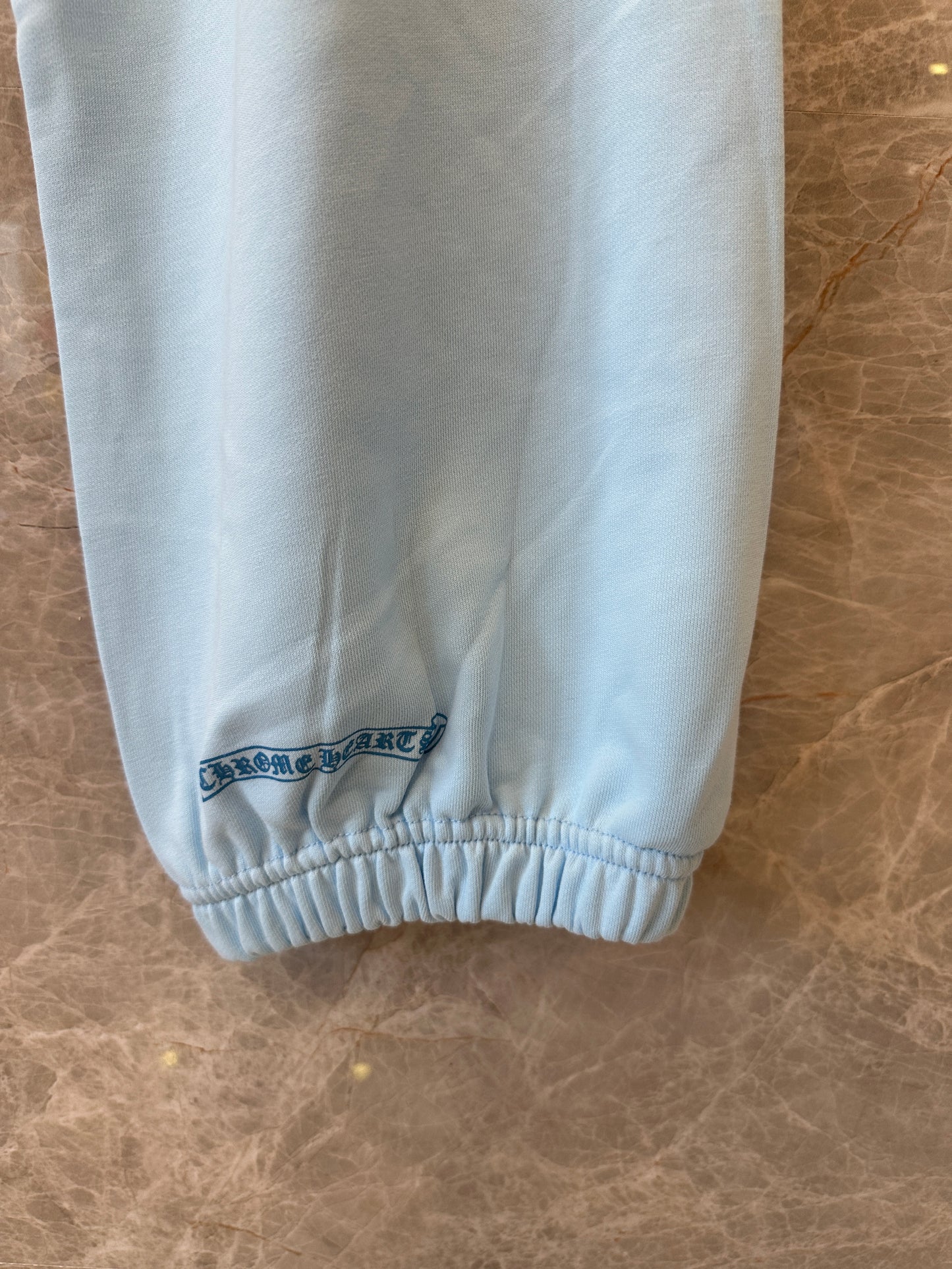 Chrome Hearts Light Blue Gothic Graphic Jogger Sweatpants