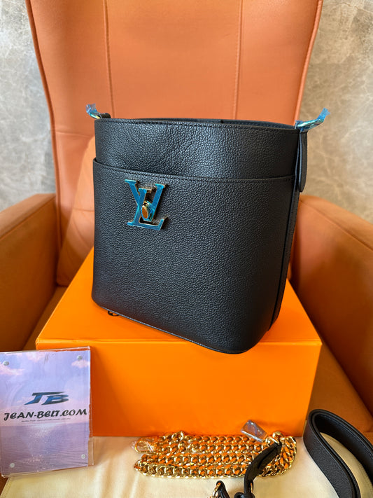 Louis Vuitton M24006 Black Grained Leather Bucket Bag