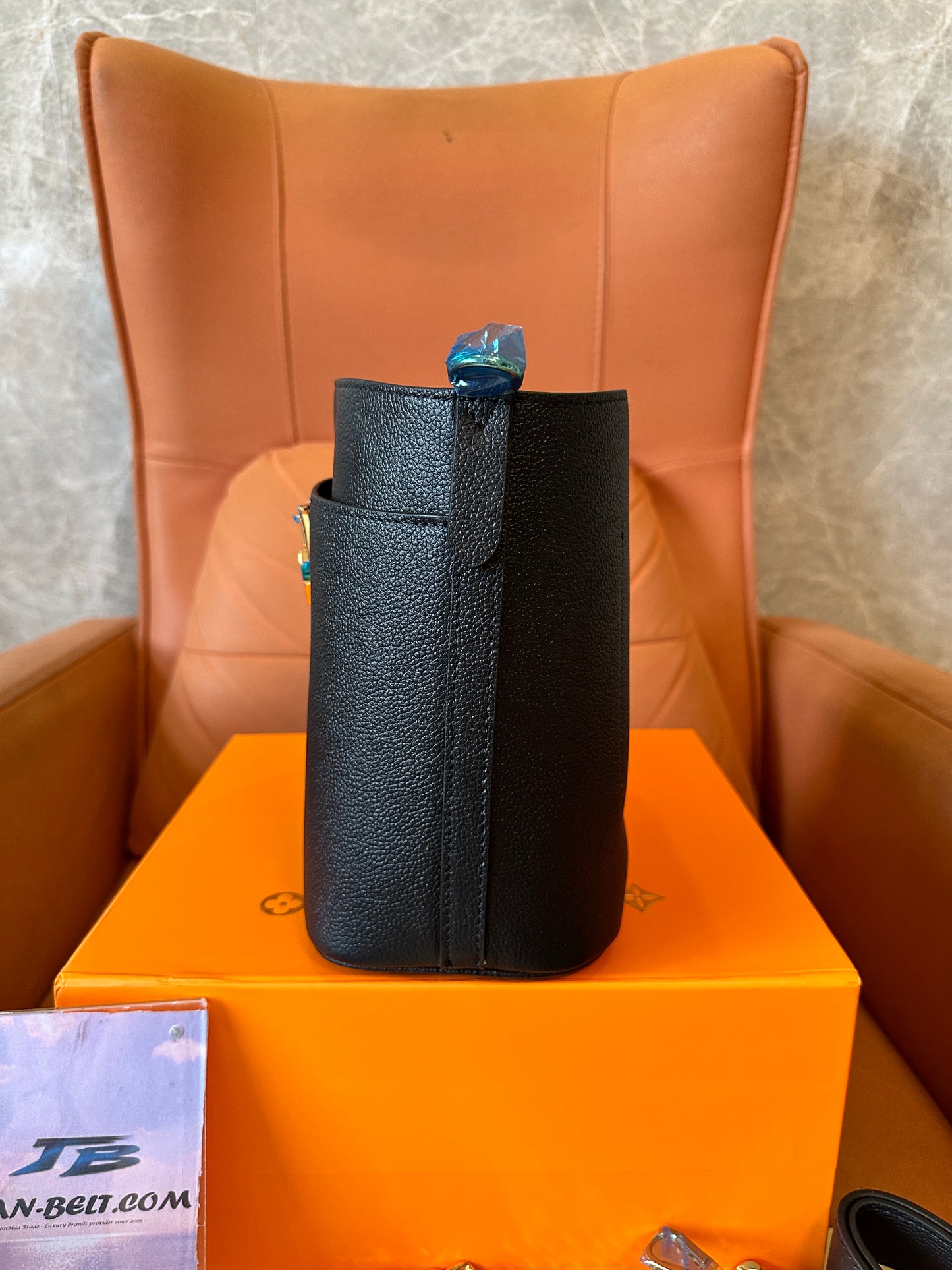 Louis Vuitton M24006 Black Grained Leather Bucket Bag