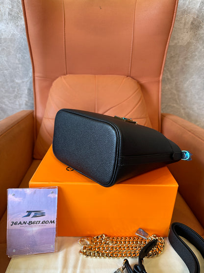 Louis Vuitton M24006 Black Grained Leather Bucket Bag