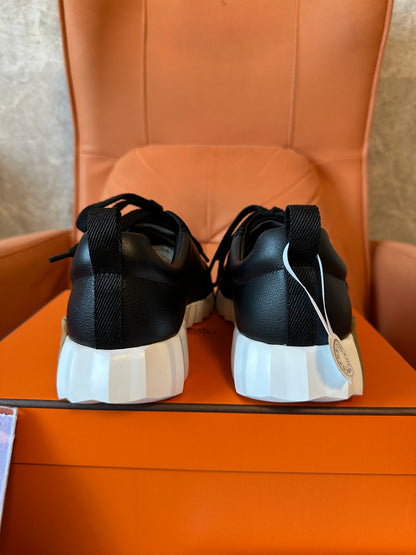 [AAA quality]Hermès Black Leather Low Top Sneakers
