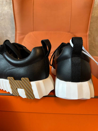 [AAA quality]Hermès Black Leather Low Top Sneakers