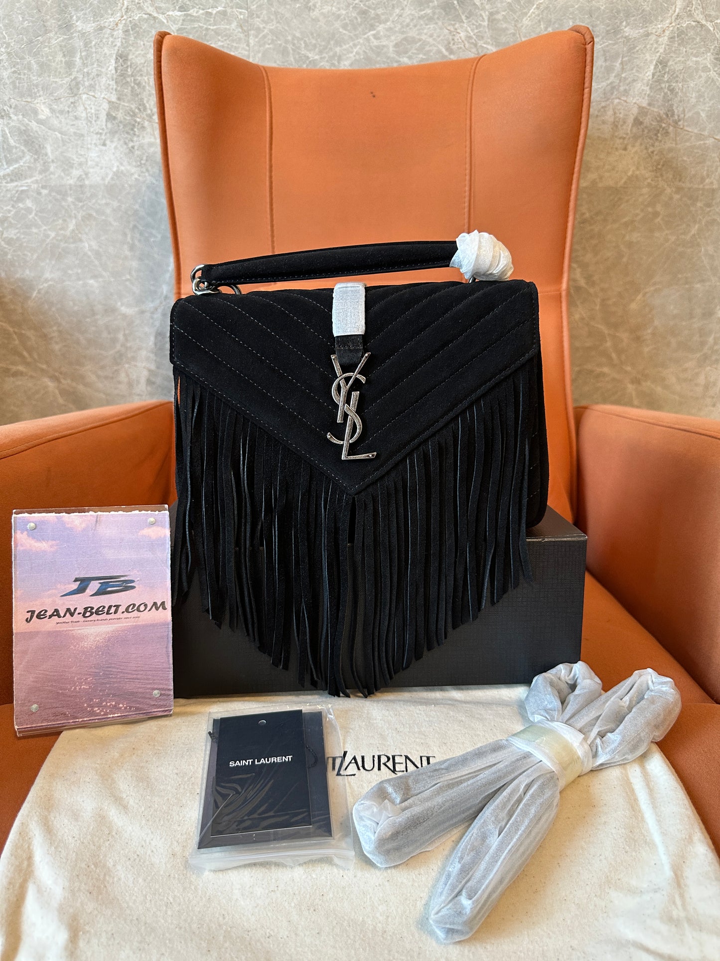 Saint Laurent Black Fringe Shoulder Bag