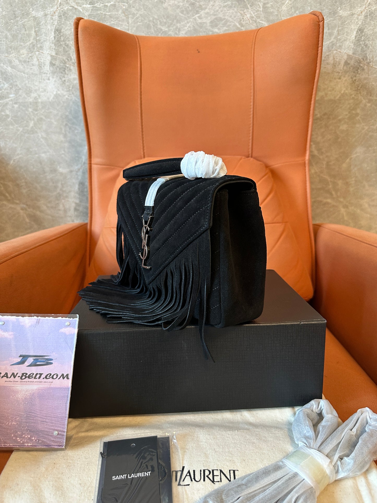 Saint Laurent Black Fringe Shoulder Bag