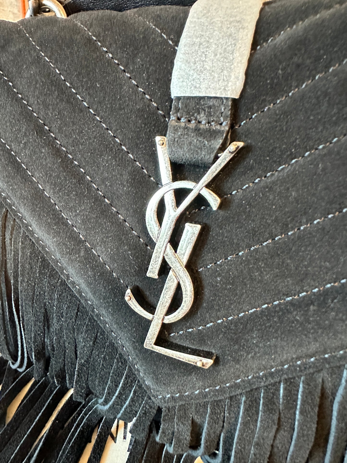 Saint Laurent Black Fringe Shoulder Bag