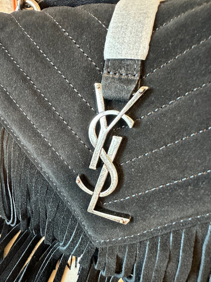 Saint Laurent Black Fringe Shoulder Bag