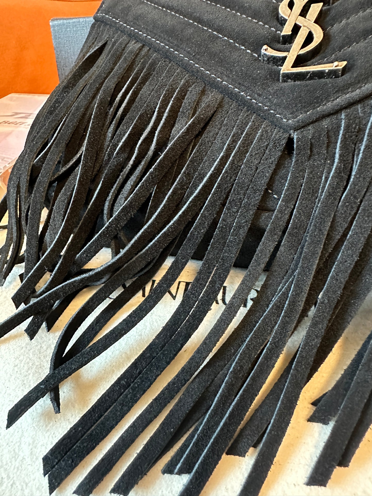 Saint Laurent Black Fringe Shoulder Bag