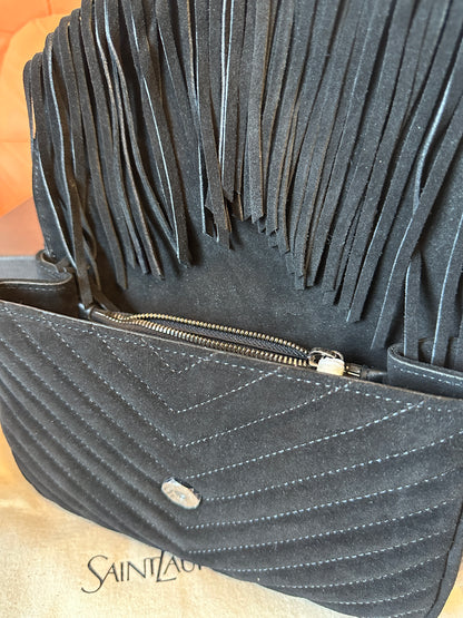 Saint Laurent Black Fringe Shoulder Bag