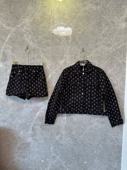 Hermès  Print Jacket & High-Waist Shorts Set