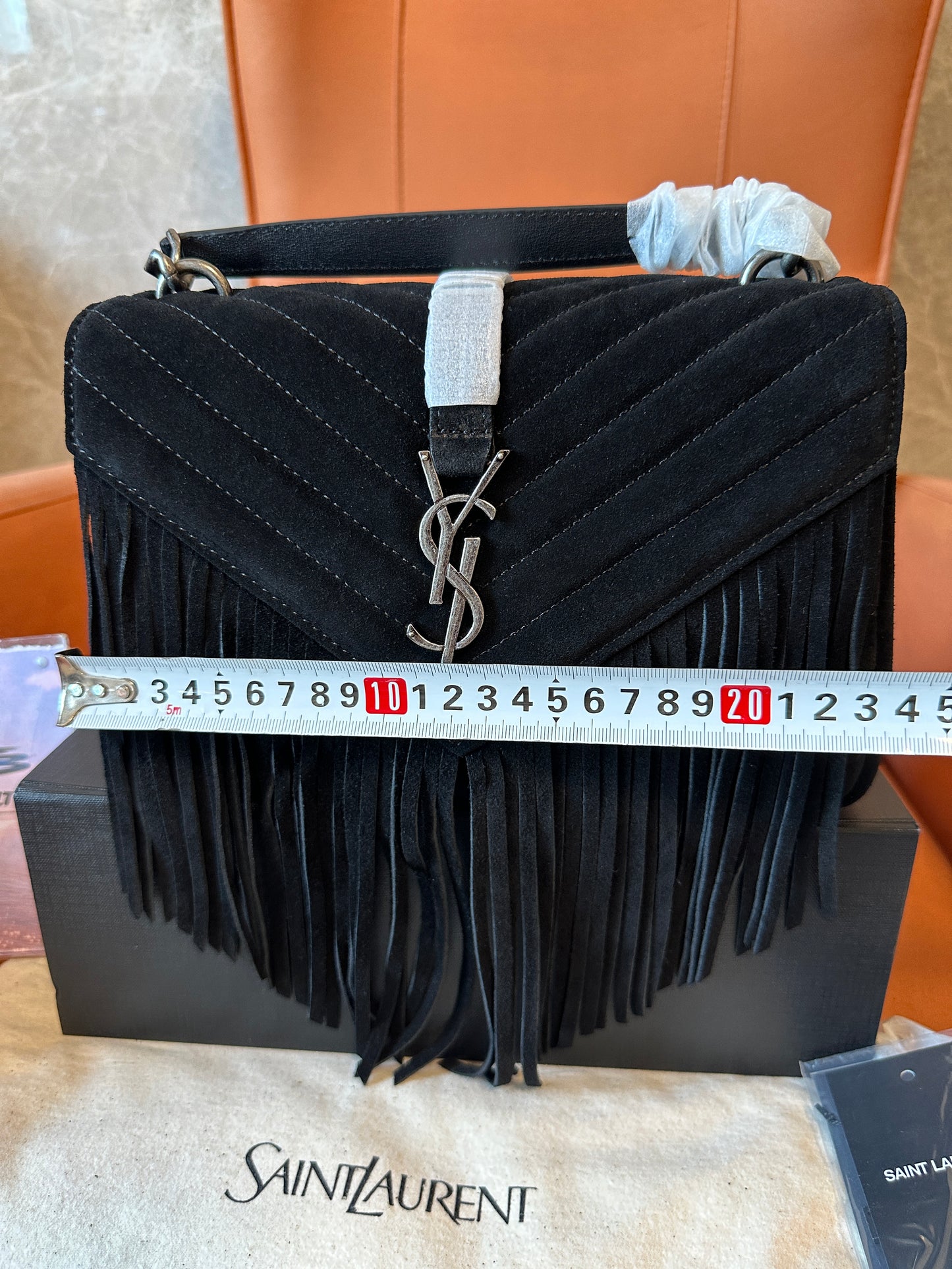 Saint Laurent Black Fringe Shoulder Bag