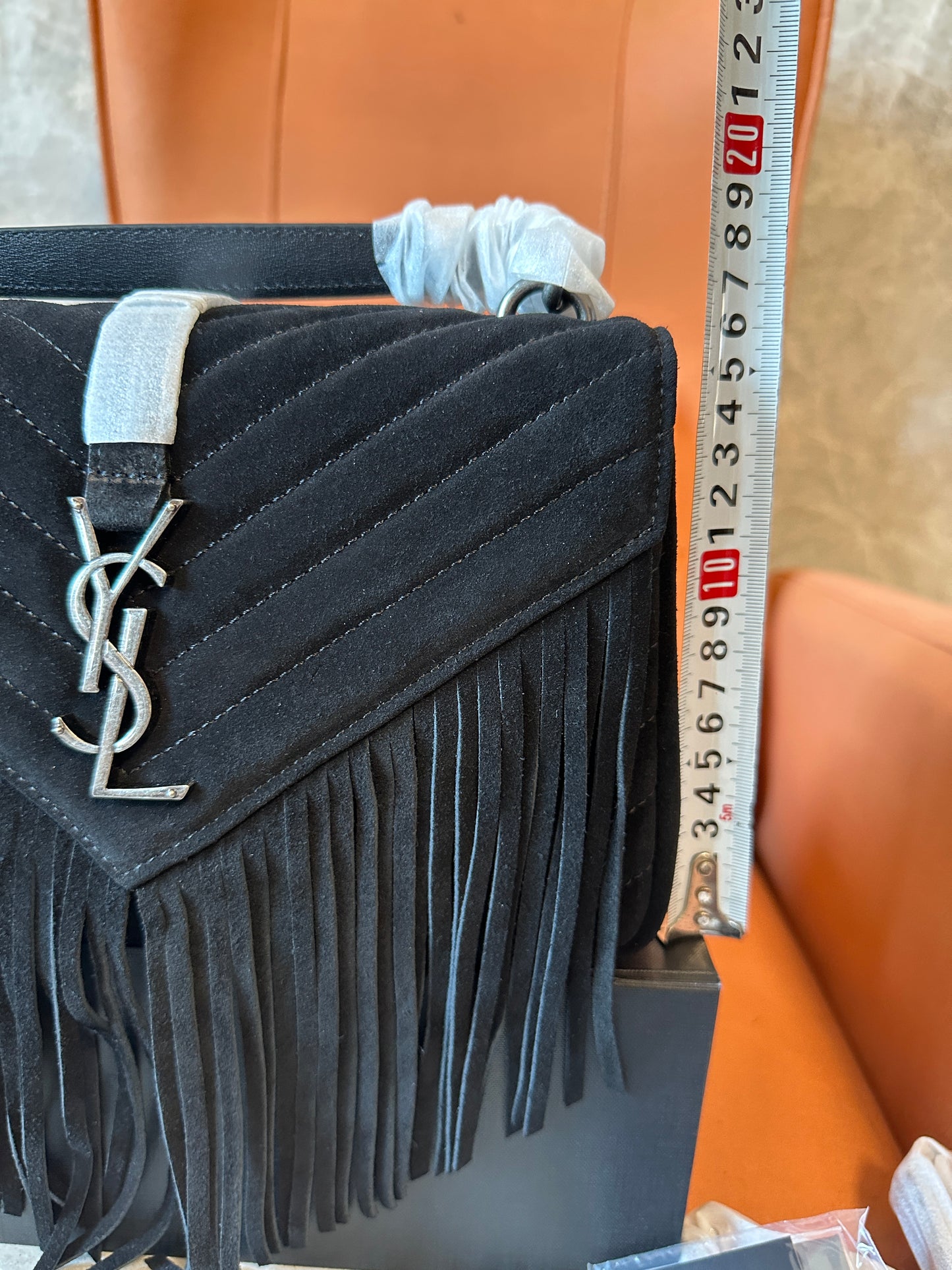 Saint Laurent Black Fringe Shoulder Bag