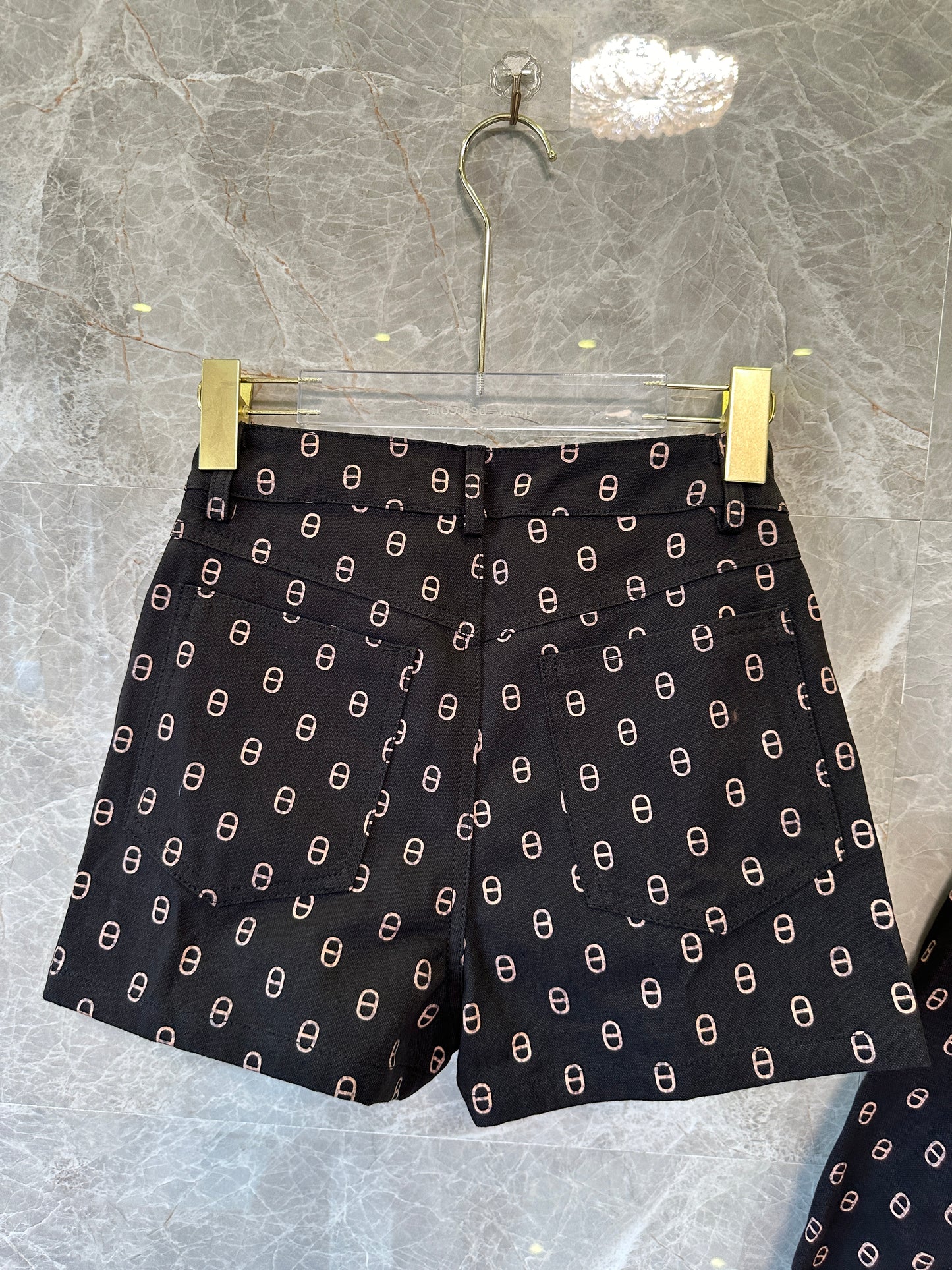 Hermès  Print Jacket & High-Waist Shorts Set