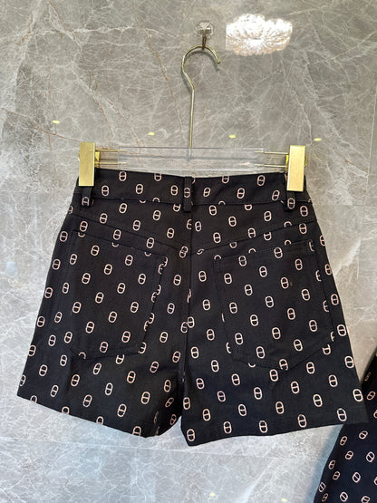 Hermès  Print Jacket & High-Waist Shorts Set
