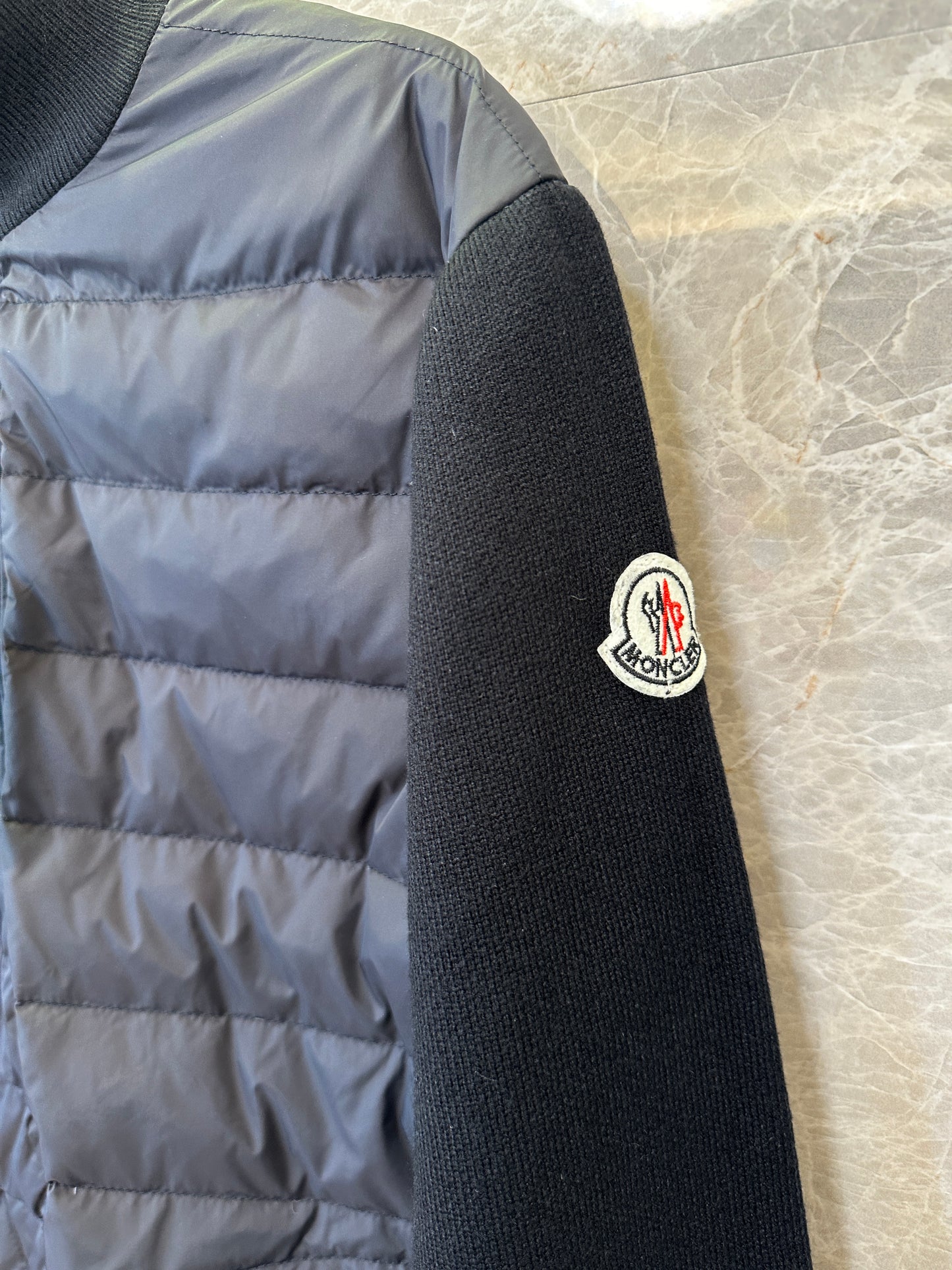 Moncler Black Hybrid Puffer Knit Jacket