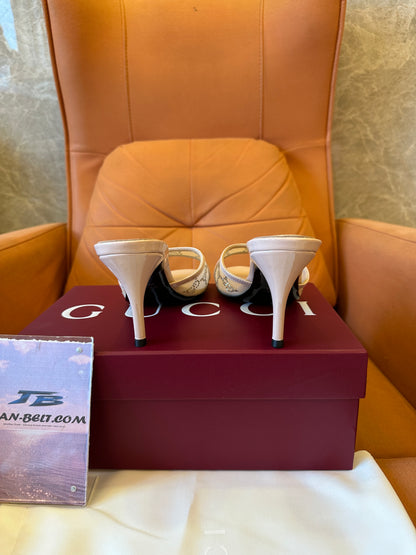 Gucci GG Crystal Embellished High Heel Mule Sandals