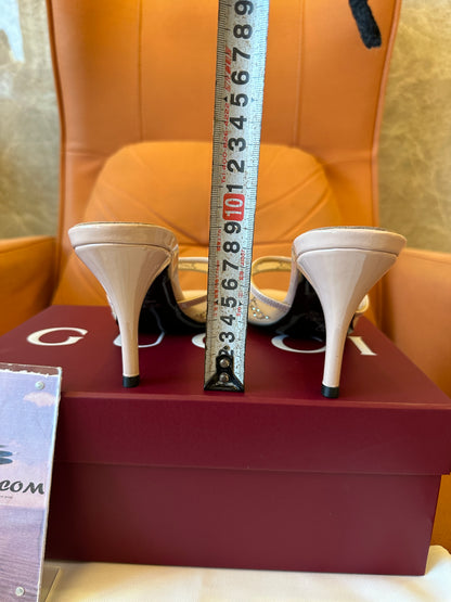 Gucci GG Crystal Embellished High Heel Mule Sandals