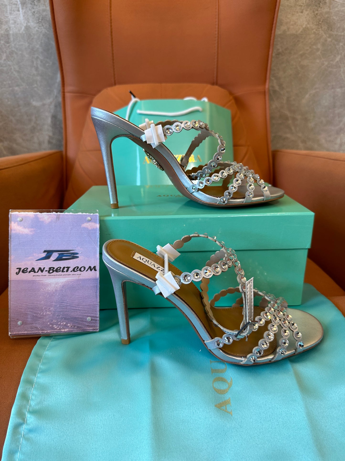 Aquazzura Crystal Embellished Strappy High Heel Sandals Silver Stiletto Mules