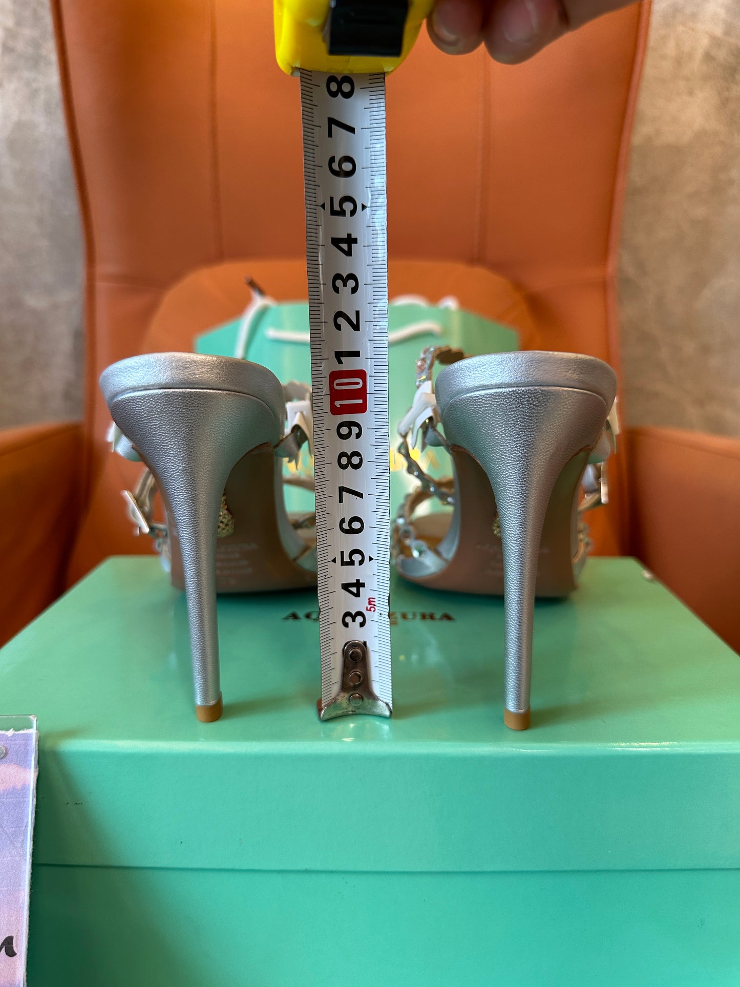 Aquazzura Crystal Embellished Strappy High Heel Sandals Silver Stiletto Mules