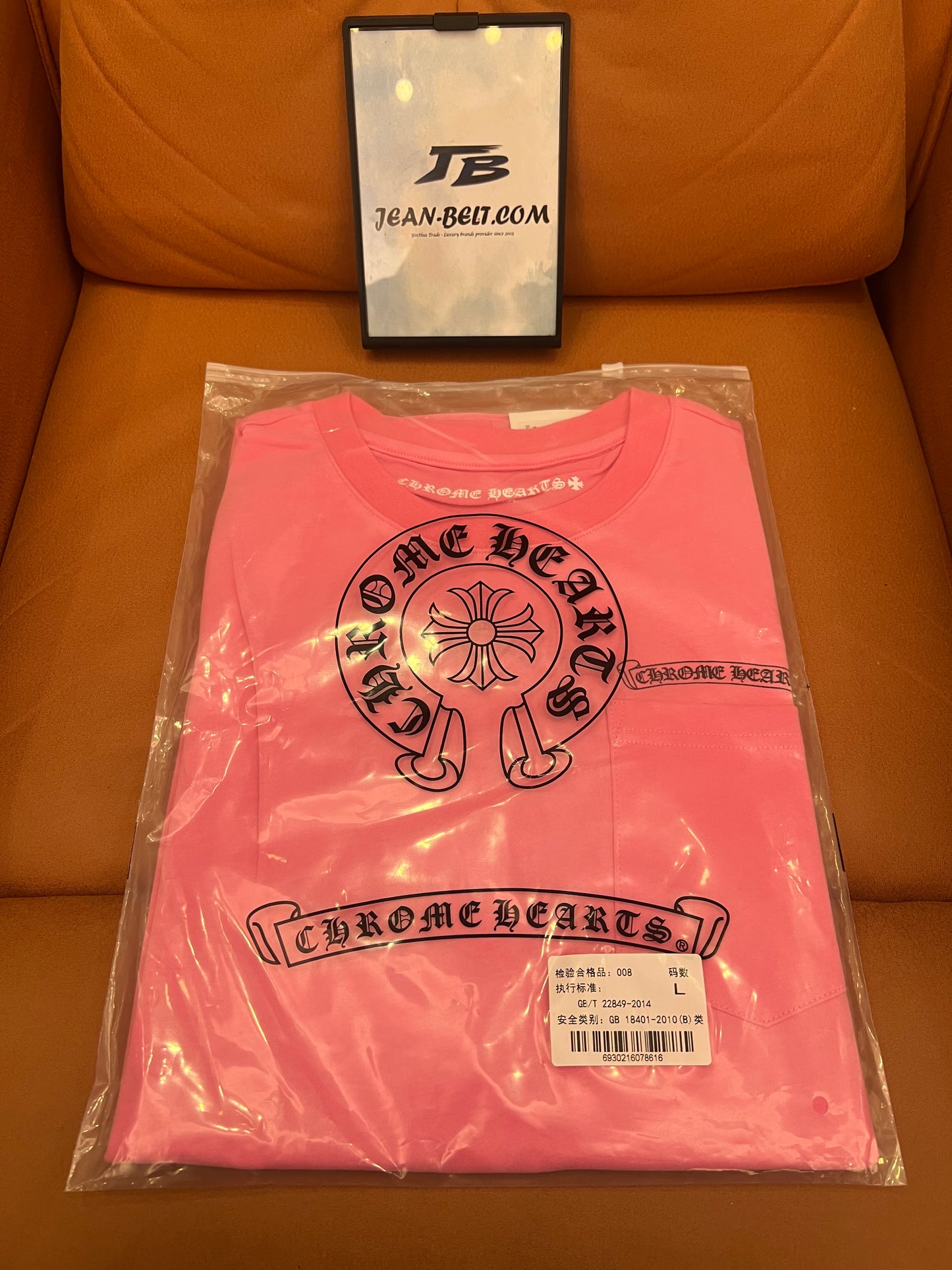 Camiseta de algodón con estampado gráfico rosa de Chrome Hearts
