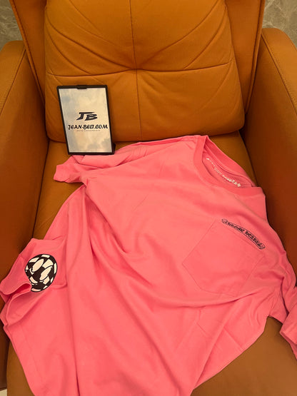 Camiseta de algodón con estampado gráfico rosa de Chrome Hearts