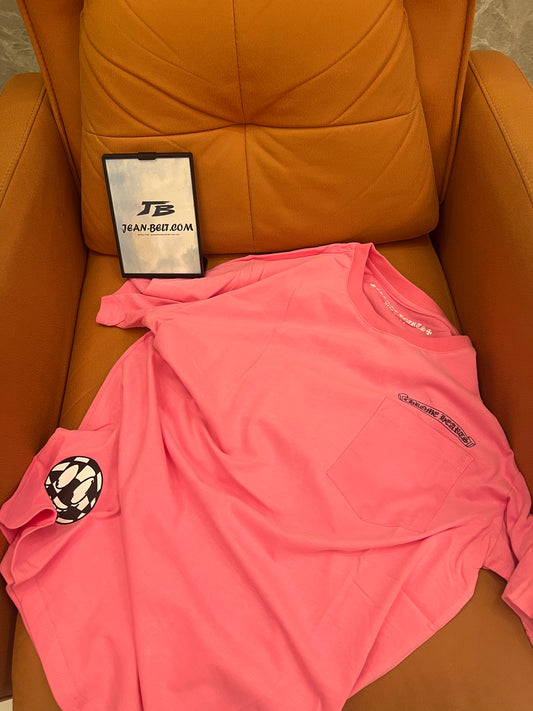 Camiseta de algodón con estampado gráfico rosa de Chrome Hearts