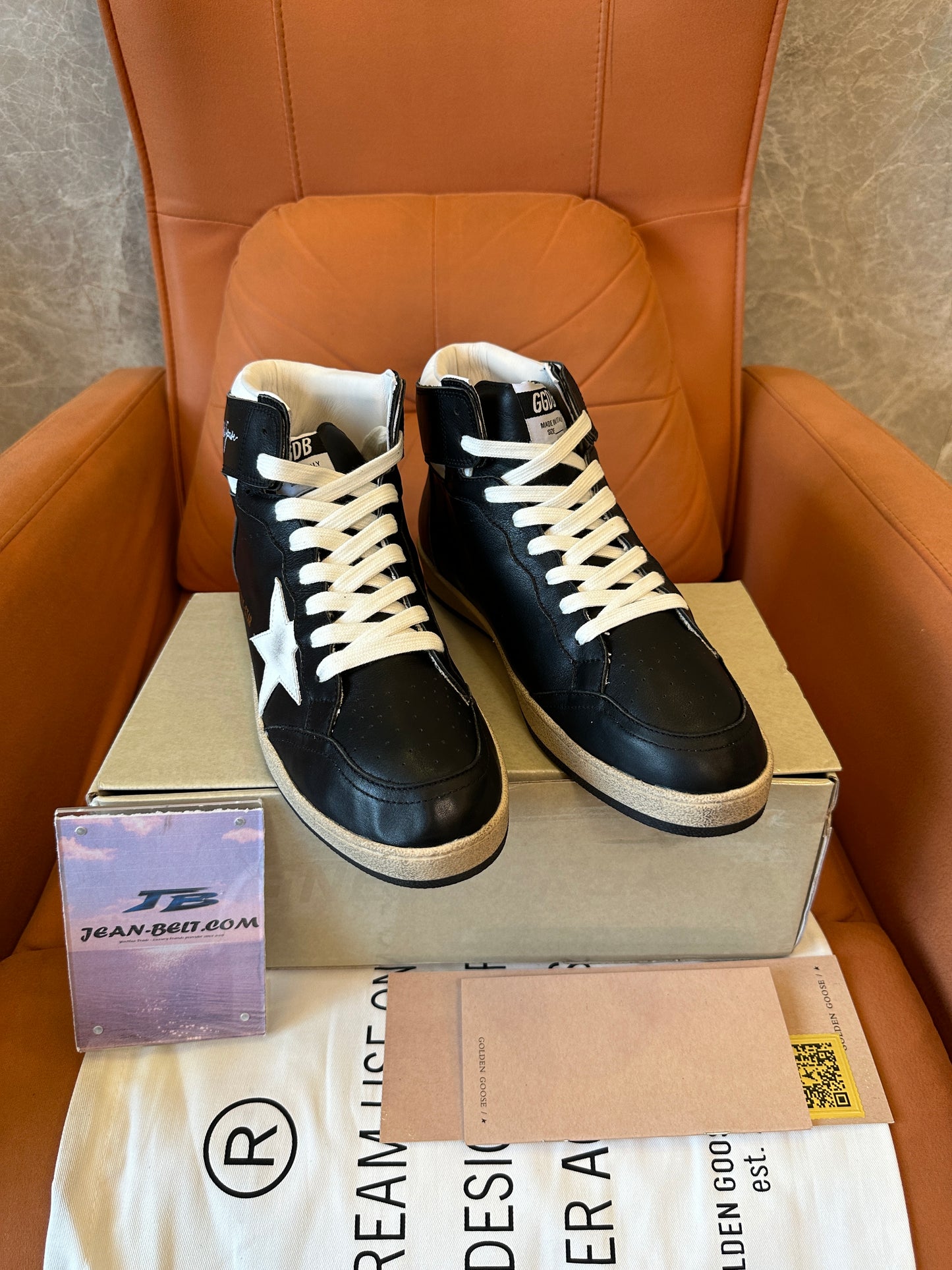 Golden Goose Sky-Star High Top Sneakers Leather Star Patch Vintage Style