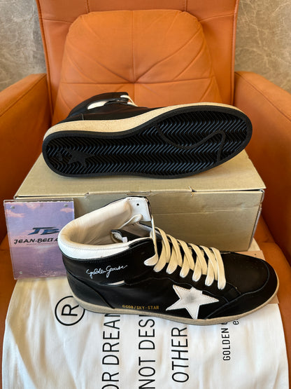 Golden Goose Sky-Star High Top Sneakers Leather Star Patch Vintage Style
