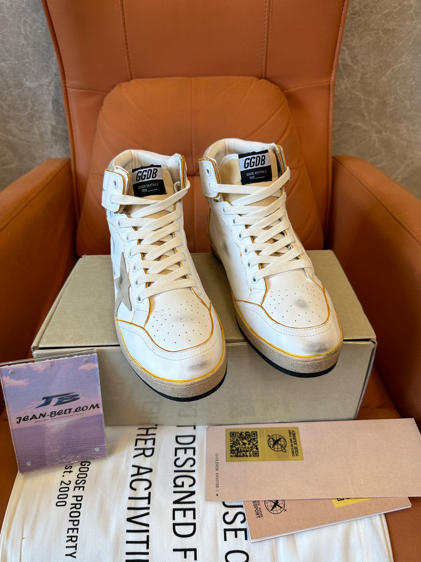 Golden Goose Sky-Star High Top Sneakers Leather Star Patch Vintage Style