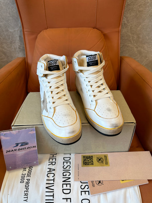 Golden Goose Sky-Star High Top Sneakers Leather Star Patch Vintage Style