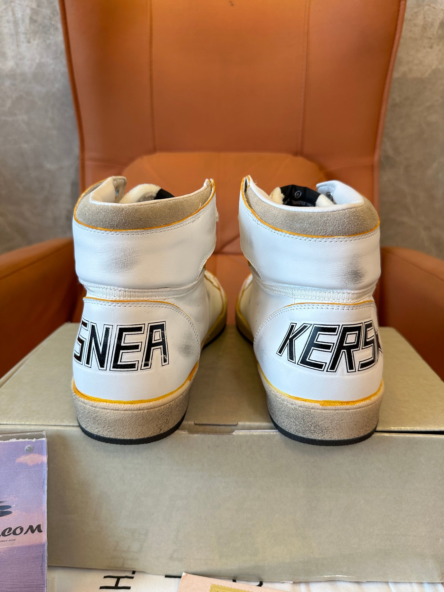 Golden Goose Sky-Star High Top Sneakers Leather Star Patch Vintage Style