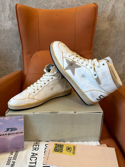 Golden Goose Sky-Star High Top Sneakers Leather Star Patch Vintage Style