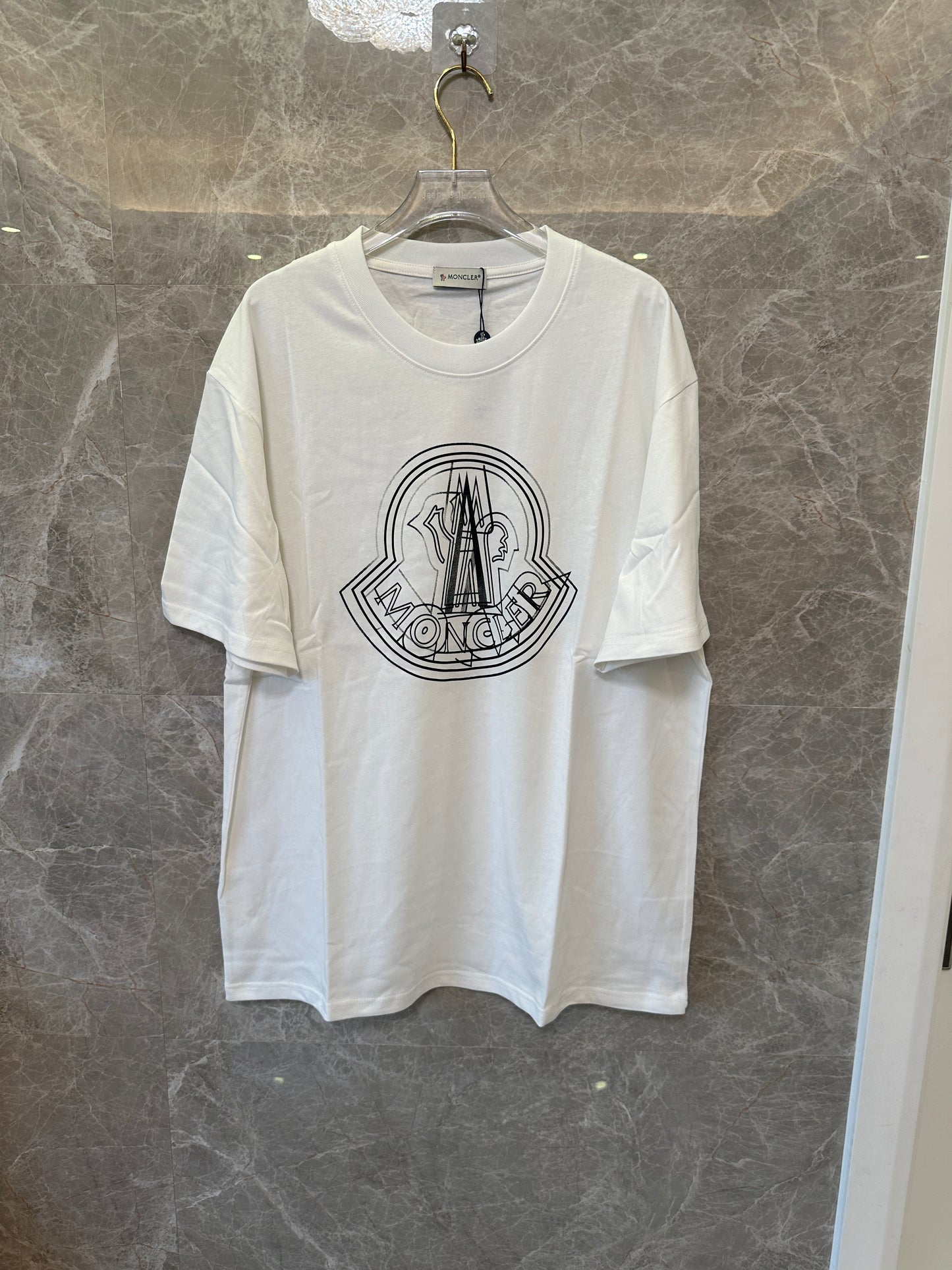 Moncler White Logo Graphic Cotton T-Shirt