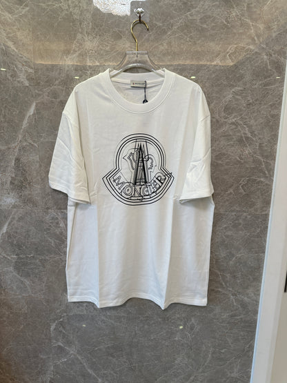 Moncler White Logo Graphic Cotton T-Shirt