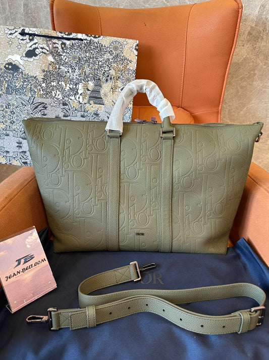 Dior Embossed Calfskin Travel Tote Bag